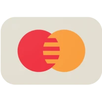 Overlapping red and orange circles with horizontal stripes in the center.